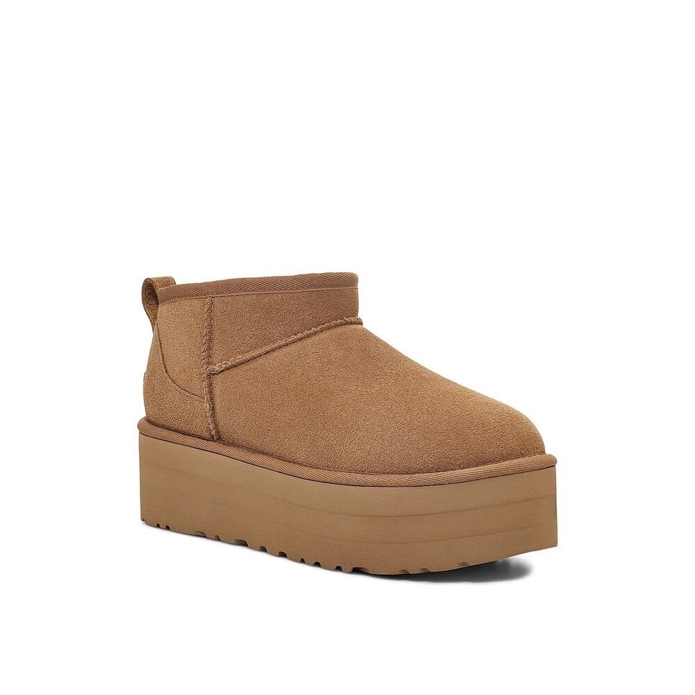 UGG Women's Chestnut Classic Ultra Mini Platform Boot Authentic With Box 1135092